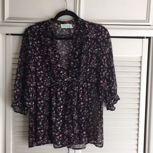 Beautiful sheer flower print blouse